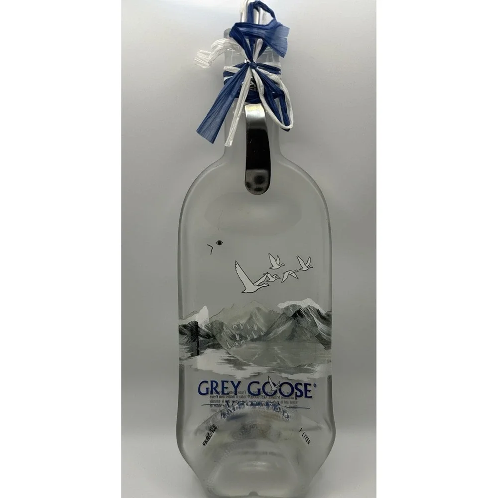 Kiln Fired Flat 1 liter Grey Goose Bottle Cheese Charcuterie Tray With Knife